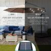 imageBest Choice Products 10ft Solar LED Offset Hanging Market Patio Umbrella for Backyard Poolside Lawn and Garden wEasy Tilt Adjustment Polyester Shade 8 Ribs  TanTan