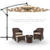 imageBest Choice Products 10ft Solar LED Offset Hanging Market Patio Umbrella for Backyard Poolside Lawn and Garden wEasy Tilt Adjustment Polyester Shade 8 Ribs  TanSand