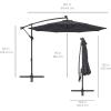 imageBest Choice Products 10ft Solar LED Offset Hanging Market Patio Umbrella for Backyard Poolside Lawn and Garden wEasy Tilt Adjustment Polyester Shade 8 Ribs  TanGray