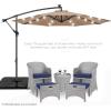 imageBest Choice Products 10ft Solar LED Offset Hanging Market Patio Umbrella for Backyard Poolside Lawn and Garden wEasy Tilt Adjustment Polyester Shade 8 Ribs  TanTan