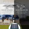 imageBest Choice Products 10ft Solar LED Offset Hanging Market Patio Umbrella for Backyard Poolside Lawn and Garden wEasy Tilt Adjustment Polyester Shade 8 Ribs  TanFog Gray