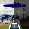 imageBest Choice Products 10ft Solar LED Offset Hanging Market Patio Umbrella for Backyard Poolside Lawn and Garden wEasy Tilt Adjustment Polyester Shade 8 Ribs  TanResort Blue
