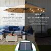 imageBest Choice Products 10ft Solar LED Offset Hanging Market Patio Umbrella for Backyard Poolside Lawn and Garden wEasy Tilt Adjustment Polyester Shade 8 Ribs  TanSand
