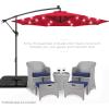 imageBest Choice Products 10ft Solar LED Offset Hanging Market Patio Umbrella for Backyard Poolside Lawn and Garden wEasy Tilt Adjustment Polyester Shade 8 Ribs  TanRed