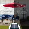 imageBest Choice Products 10ft Solar LED Offset Hanging Market Patio Umbrella for Backyard Poolside Lawn and Garden wEasy Tilt Adjustment Polyester Shade 8 Ribs  TanRed