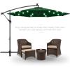 imageBest Choice Products 10ft Solar LED Offset Hanging Market Patio Umbrella for Backyard Poolside Lawn and Garden wEasy Tilt Adjustment Polyester Shade 8 Ribs  TanGreen