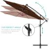 imageBest Choice Products 10ft Solar LED Offset Hanging Market Patio Umbrella for Backyard Poolside Lawn and Garden wEasy Tilt Adjustment Polyester Shade 8 Ribs  TanBrown