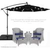 imageBest Choice Products 10ft Solar LED Offset Hanging Market Patio Umbrella for Backyard Poolside Lawn and Garden wEasy Tilt Adjustment Polyester Shade 8 Ribs  TanBlack