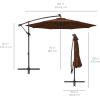 imageBest Choice Products 10ft Solar LED Offset Hanging Market Patio Umbrella for Backyard Poolside Lawn and Garden wEasy Tilt Adjustment Polyester Shade 8 Ribs  TanBrown