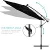 imageBest Choice Products 10ft Solar LED Offset Hanging Market Patio Umbrella for Backyard Poolside Lawn and Garden wEasy Tilt Adjustment Polyester Shade 8 Ribs  TanBlack