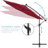 imageBest Choice Products 10ft Solar LED Offset Hanging Market Patio Umbrella for Backyard Poolside Lawn and Garden wEasy Tilt Adjustment Polyester Shade 8 Ribs  TanBurgundy