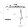 imageBest Choice Products 10ft Solar LED Offset Hanging Market Patio Umbrella for Backyard Poolside Lawn and Garden wEasy Tilt Adjustment Polyester Shade 8 Ribs  TanFog Gray