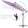 imageBest Choice Products 10ft Solar LED Offset Hanging Market Patio Umbrella for Backyard Poolside Lawn and Garden wEasy Tilt Adjustment Polyester Shade 8 Ribs  TanLavender
