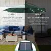imageBest Choice Products 10ft Solar LED Offset Hanging Market Patio Umbrella for Backyard Poolside Lawn and Garden wEasy Tilt Adjustment Polyester Shade 8 Ribs  TanSeaglass