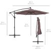 imageBest Choice Products 10ft Solar LED Offset Hanging Market Patio Umbrella for Backyard Poolside Lawn and Garden wEasy Tilt Adjustment Polyester Shade 8 Ribs  TanDeep Taupe
