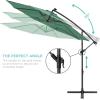 imageBest Choice Products 10ft Solar LED Offset Hanging Market Patio Umbrella for Backyard Poolside Lawn and Garden wEasy Tilt Adjustment Polyester Shade 8 Ribs  TanSeaglass