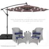 imageBest Choice Products 10ft Solar LED Offset Hanging Market Patio Umbrella for Backyard Poolside Lawn and Garden wEasy Tilt Adjustment Polyester Shade 8 Ribs  TanDeep Taupe