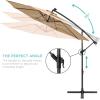 imageBest Choice Products 10ft Solar LED Offset Hanging Market Patio Umbrella for Backyard Poolside Lawn and Garden wEasy Tilt Adjustment Polyester Shade 8 Ribs  TanSand