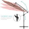 imageBest Choice Products 10ft Solar LED Offset Hanging Market Patio Umbrella for Backyard Poolside Lawn and Garden wEasy Tilt Adjustment Polyester Shade 8 Ribs  TanRose Quartz