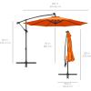 imageBest Choice Products 10ft Solar LED Offset Hanging Market Patio Umbrella for Backyard Poolside Lawn and Garden wEasy Tilt Adjustment Polyester Shade 8 Ribs  TanOrange