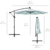 imageBest Choice Products 10ft Solar LED Offset Hanging Market Patio Umbrella for Backyard Poolside Lawn and Garden wEasy Tilt Adjustment Polyester Shade 8 Ribs  TanBaby Blue
