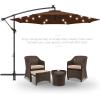 imageBest Choice Products 10ft Solar LED Offset Hanging Market Patio Umbrella for Backyard Poolside Lawn and Garden wEasy Tilt Adjustment Polyester Shade 8 Ribs  TanBrown