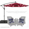 imageBest Choice Products 10ft Solar LED Offset Hanging Market Patio Umbrella for Backyard Poolside Lawn and Garden wEasy Tilt Adjustment Polyester Shade 8 Ribs  TanBurgundy