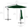 imageBest Choice Products 10ft Solar LED Offset Hanging Market Patio Umbrella for Backyard Poolside Lawn and Garden wEasy Tilt Adjustment Polyester Shade 8 Ribs  TanGreen