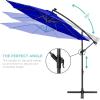 imageBest Choice Products 10ft Solar LED Offset Hanging Market Patio Umbrella for Backyard Poolside Lawn and Garden wEasy Tilt Adjustment Polyester Shade 8 Ribs  TanResort Blue
