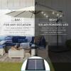 imageBest Choice Products 10ft Solar LED Offset Hanging Market Patio Umbrella for Backyard Poolside Lawn and Garden wEasy Tilt Adjustment Polyester Shade 8 Ribs  TanIvory