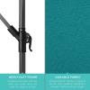 imageBest Choice Products 10ft Solar LED Offset Hanging Market Patio Umbrella for Backyard Poolside Lawn and Garden wEasy Tilt Adjustment Polyester Shade 8 Ribs  TanCerulean