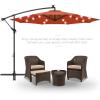 imageBest Choice Products 10ft Solar LED Offset Hanging Market Patio Umbrella for Backyard Poolside Lawn and Garden wEasy Tilt Adjustment Polyester Shade 8 Ribs  TanRust