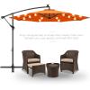 imageBest Choice Products 10ft Solar LED Offset Hanging Market Patio Umbrella for Backyard Poolside Lawn and Garden wEasy Tilt Adjustment Polyester Shade 8 Ribs  TanOrange