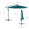 imageBest Choice Products 10ft Solar LED Offset Hanging Market Patio Umbrella for Backyard Poolside Lawn and Garden wEasy Tilt Adjustment Polyester Shade 8 Ribs  TanCerulean
