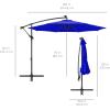 imageBest Choice Products 10ft Solar LED Offset Hanging Market Patio Umbrella for Backyard Poolside Lawn and Garden wEasy Tilt Adjustment Polyester Shade 8 Ribs  TanResort Blue