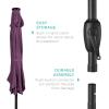imageBest Choice Products 10ft Solar Polyester LED Lighted Patio Umbrella wTilt Adjustment and UVResistant Fabric  Striped BlackAmethyst Purple