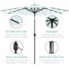 imageBest Choice Products 10ft Solar Polyester LED Lighted Patio Umbrella wTilt Adjustment and UVResistant Fabric  Striped BlackBaby Blue