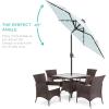 imageBest Choice Products 10ft Solar Polyester LED Lighted Patio Umbrella wTilt Adjustment and UVResistant Fabric  Striped BlackBaby Blue