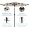 imageBest Choice Products 10ft Solar Polyester LED Lighted Patio Umbrella wTilt Adjustment and UVResistant Fabric  Striped BlackBeige