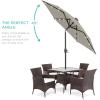 imageBest Choice Products 10ft Solar Polyester LED Lighted Patio Umbrella wTilt Adjustment and UVResistant Fabric  Striped BlackBeige