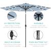 imageBest Choice Products 10ft Solar Polyester LED Lighted Patio Umbrella wTilt Adjustment and UVResistant Fabric  Striped BlackBreeze Blue