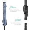 imageBest Choice Products 10ft Solar Polyester LED Lighted Patio Umbrella wTilt Adjustment and UVResistant Fabric  Striped BlackBreeze Blue