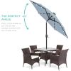 imageBest Choice Products 10ft Solar Polyester LED Lighted Patio Umbrella wTilt Adjustment and UVResistant Fabric  Striped BlackBreeze Blue