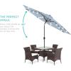 imageBest Choice Products 10ft Solar Polyester LED Lighted Patio Umbrella wTilt Adjustment and UVResistant Fabric  Striped BlackBreeze Blue