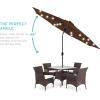 imageBest Choice Products 10ft Solar Polyester LED Lighted Patio Umbrella wTilt Adjustment and UVResistant Fabric  Striped BlackBrown