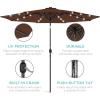 imageBest Choice Products 10ft Solar Polyester LED Lighted Patio Umbrella wTilt Adjustment and UVResistant Fabric  Striped BlackBrown