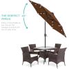 imageBest Choice Products 10ft Solar Polyester LED Lighted Patio Umbrella wTilt Adjustment and UVResistant Fabric  Striped BlackBrown