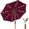 imageBest Choice Products 10ft Solar Polyester LED Lighted Patio Umbrella wTilt Adjustment and UVResistant Fabric  Striped BlackBurgundy