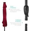 imageBest Choice Products 10ft Solar Polyester LED Lighted Patio Umbrella wTilt Adjustment and UVResistant Fabric  Striped BlackBurgundy