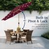 imageBest Choice Products 10ft Solar Polyester LED Lighted Patio Umbrella wTilt Adjustment and UVResistant Fabric  Striped BlackBurgundy